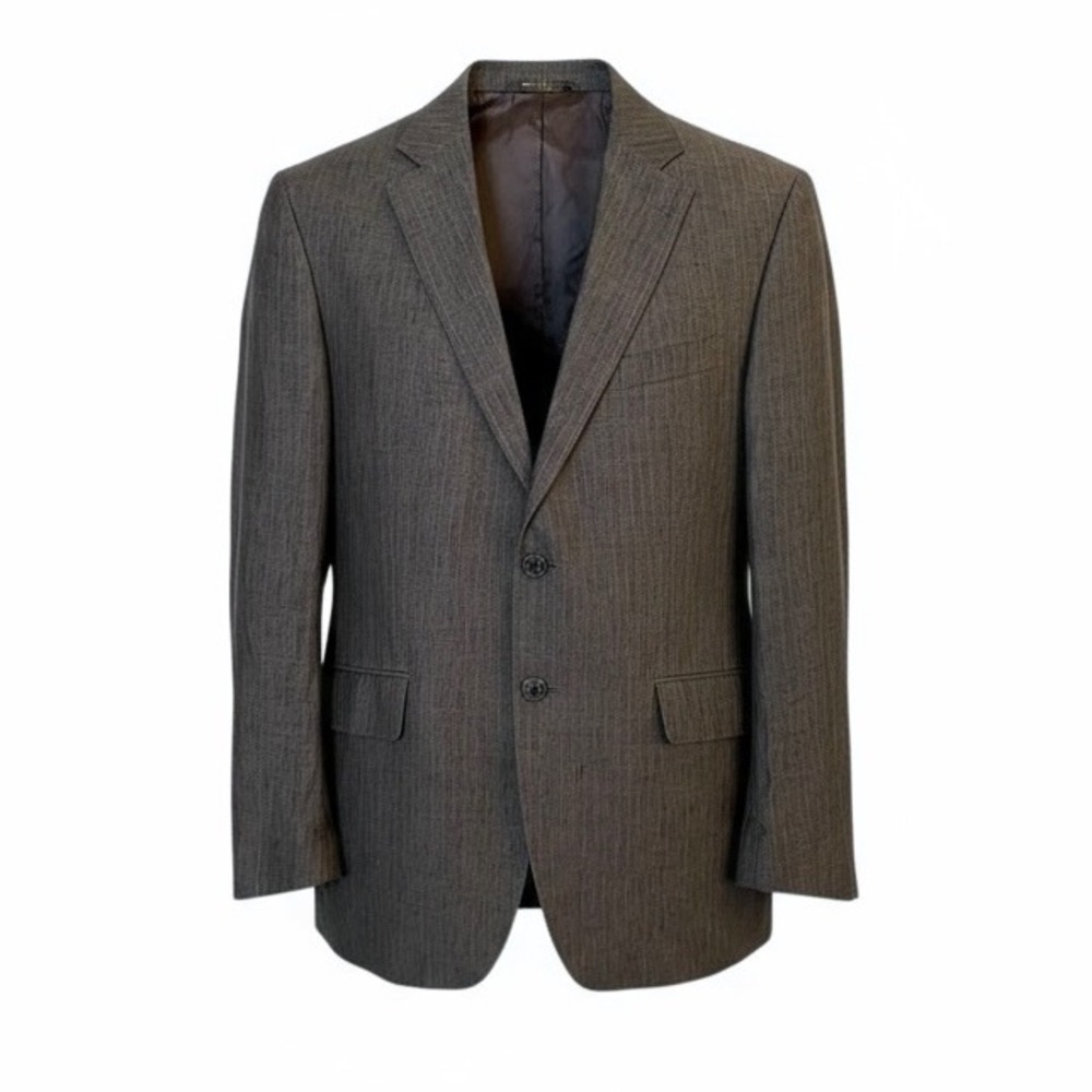 Banana Republic Sport Coat Mens 38S Gray Pinstripe Blazer 100% Linen Modern Fit